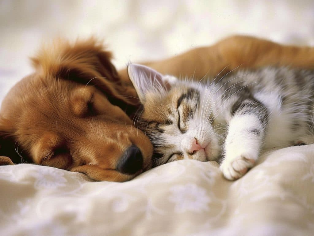 puppy and kitten snuggling